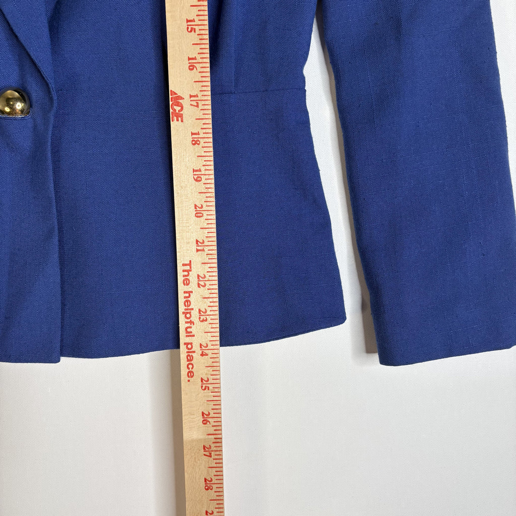 Vintage Le Suit Royal Blue Skirt Suit Set Blazer Midi Skirt