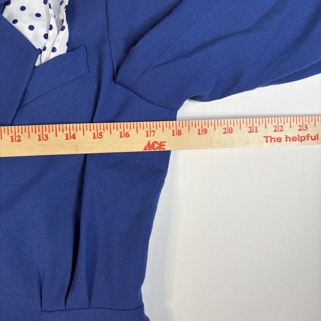 Vintage Le Suit Royal Blue Skirt Suit Set Blazer Midi Skirt