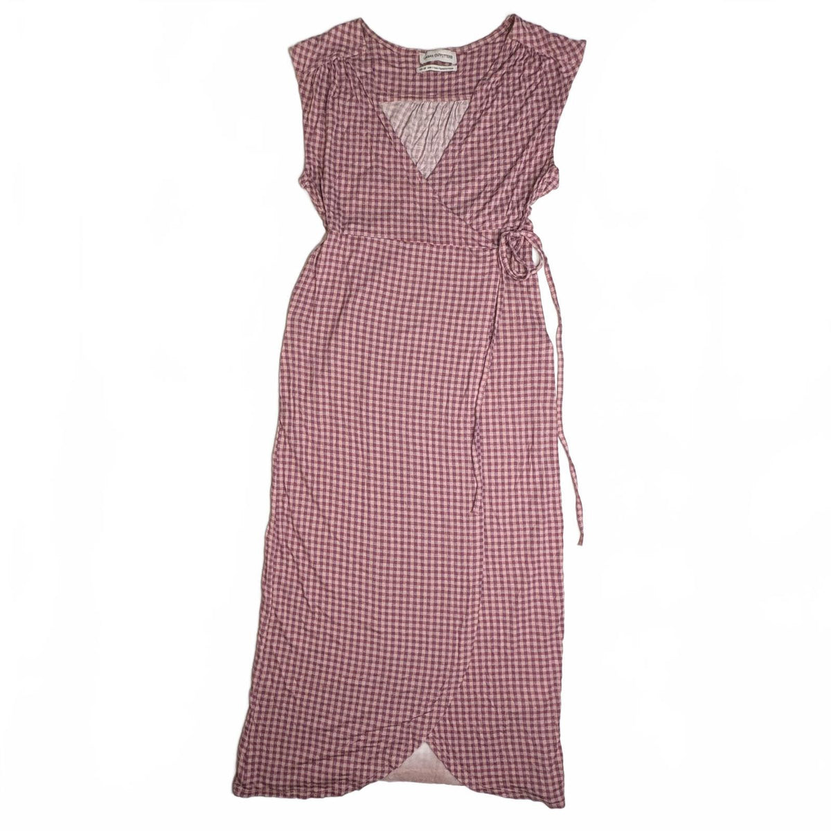 Urban Outfitters Plaid Wrap Mini Dress XS Pink Check V-Neck