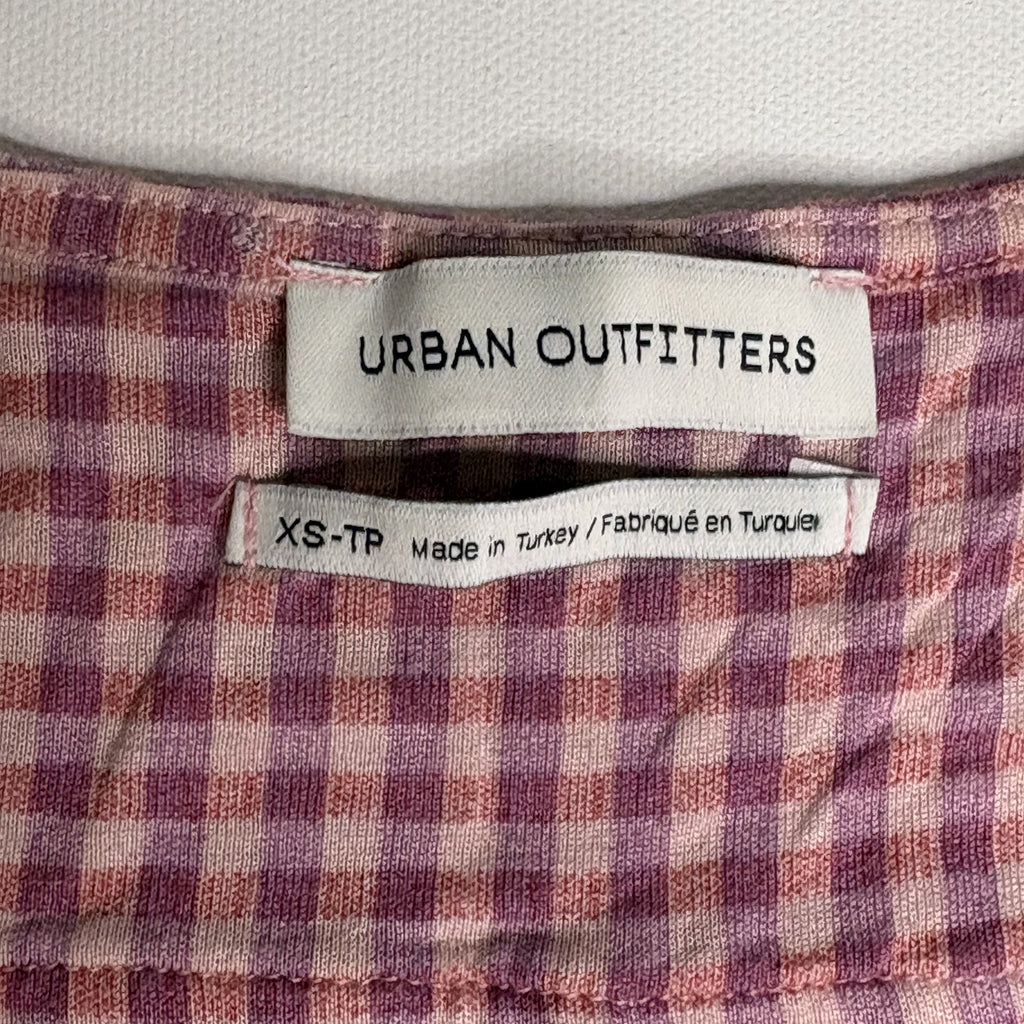 Urban Outfitters Plaid Wrap Mini Dress XS Pink Check V-Neck