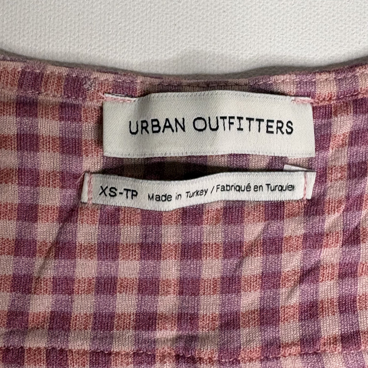 Urban Outfitters Plaid Wrap Mini Dress XS Pink Check V-Neck