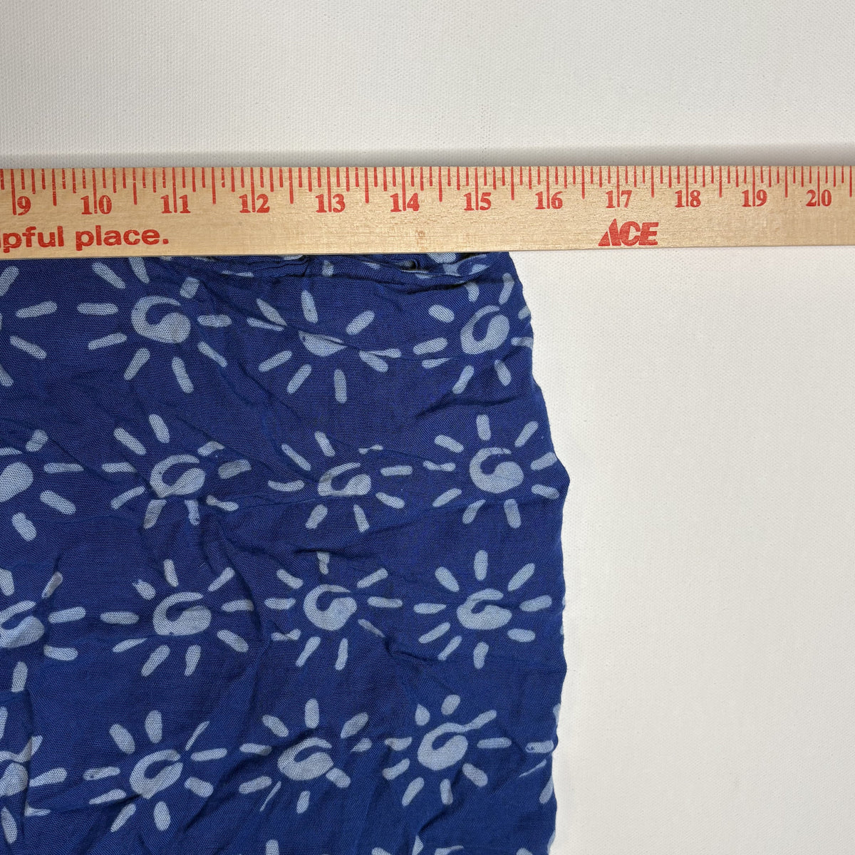Vintage Blue Batik Floral Print Fringe Hem Rayon Wrap Skirt