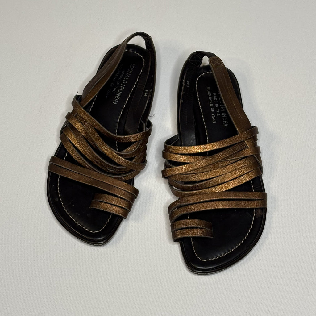 Donald J Pliner Bronze Metallic Strappy Sandals Italian Made