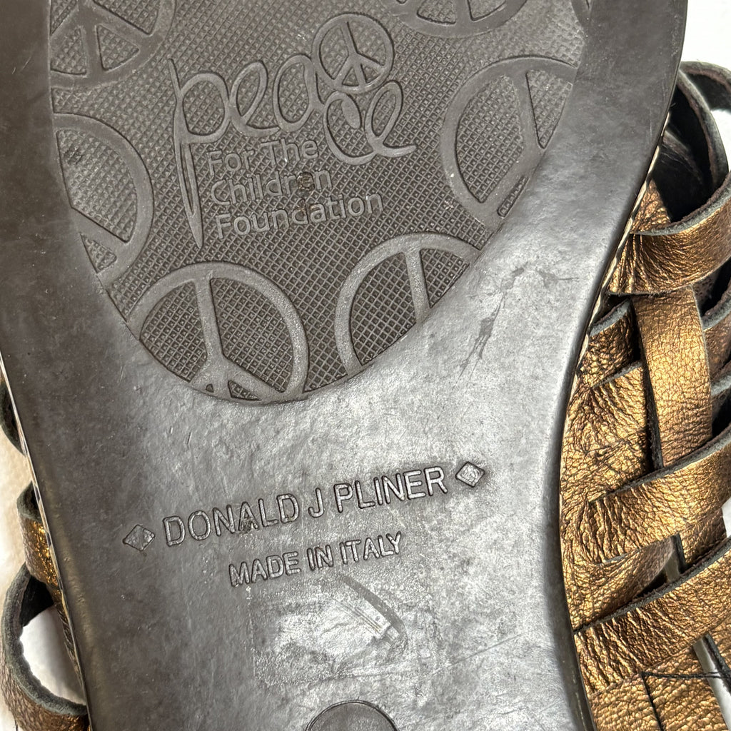 Donald J Pliner Bronze Metallic Strappy Sandals Italian Made