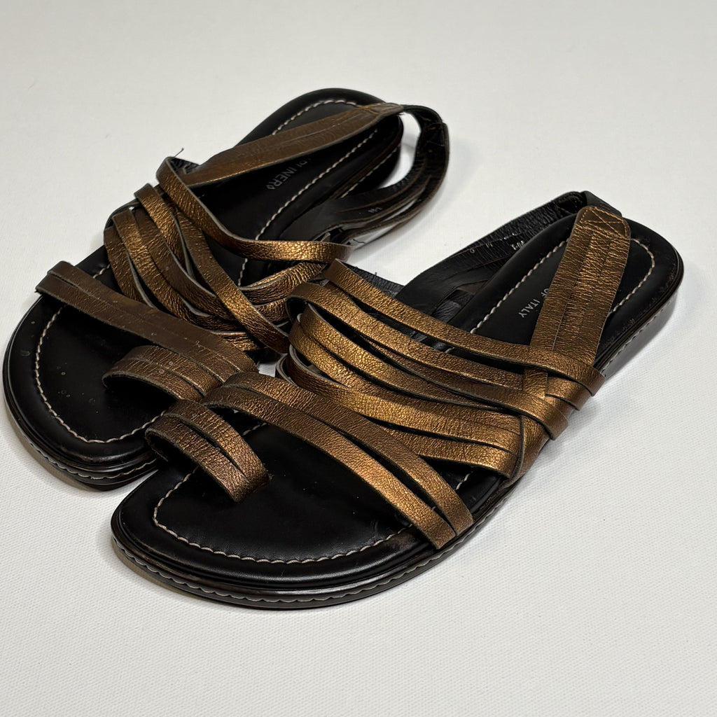 Donald J Pliner Bronze Metallic Strappy Sandals Italian Made