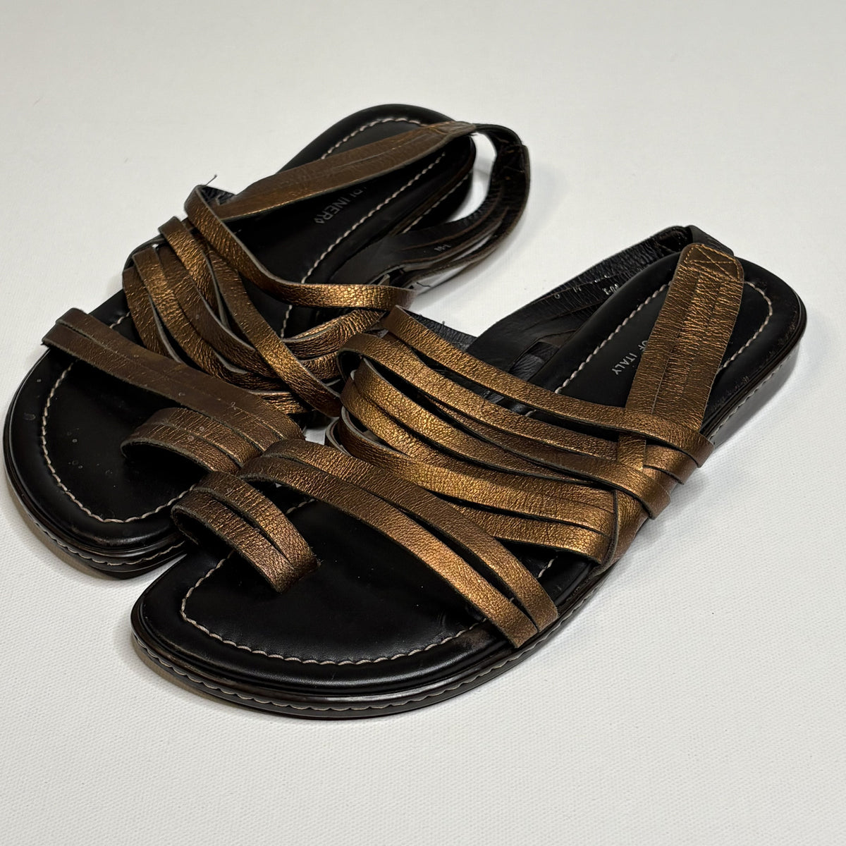 Donald J Pliner Bronze Metallic Strappy Sandals Italian Made