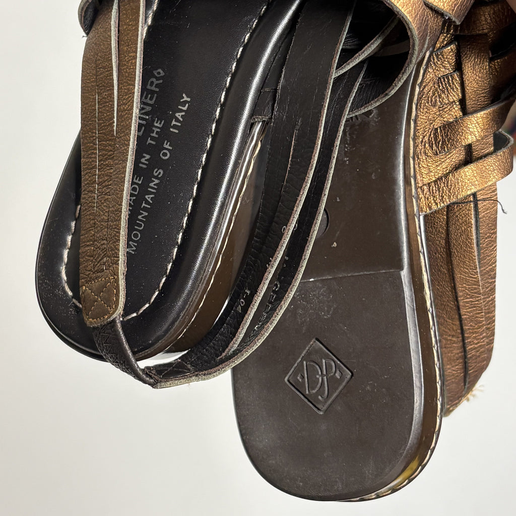 Donald J Pliner Bronze Metallic Strappy Sandals Italian Made