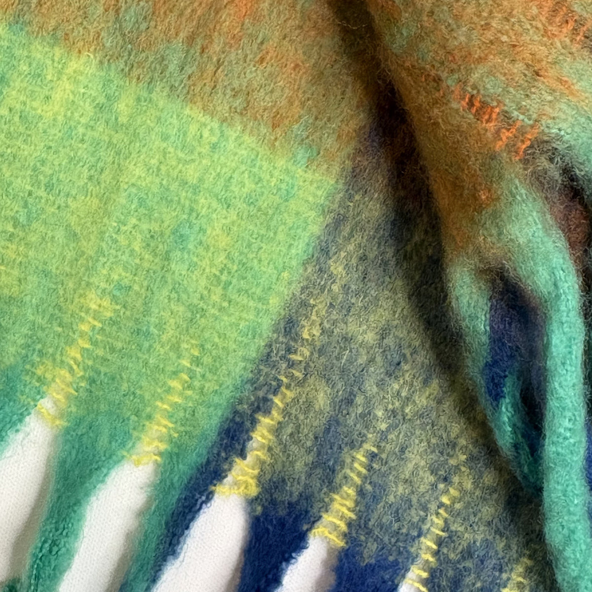 Vintage Plaid Oversized Fringe Scarf Long Alpaca Feel Wrap