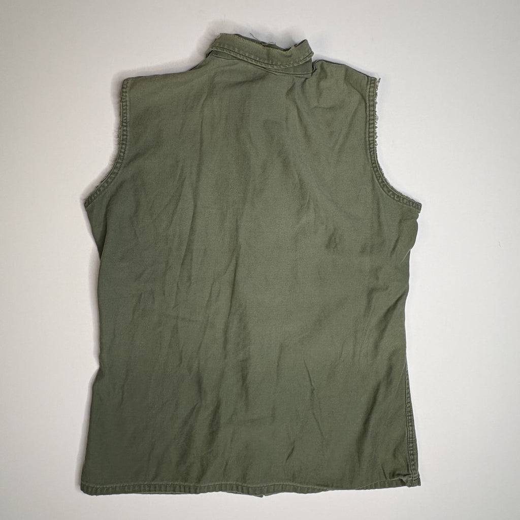 Vintage Utility Vest Green Cargo Pocket Sleeveless Jacket
