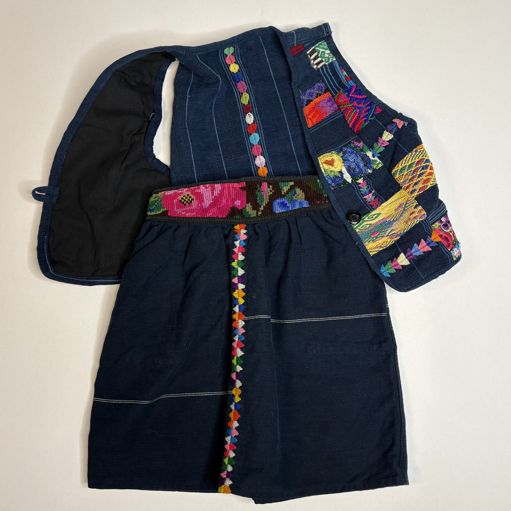 Vintage Kids Guatemalan Hand Woven Vest Skirt Set Cotton
