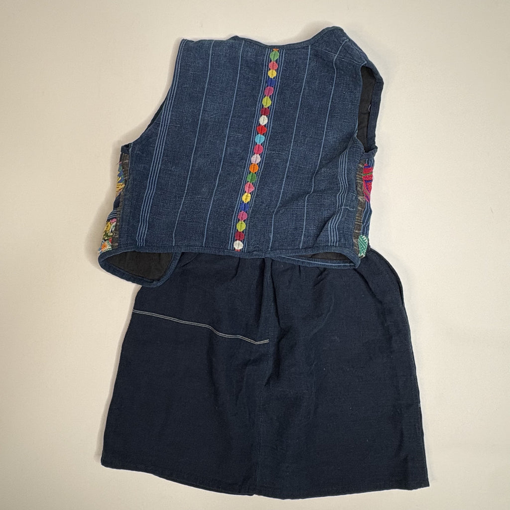 Vintage Kids Guatemalan Hand Woven Vest Skirt Set Cotton