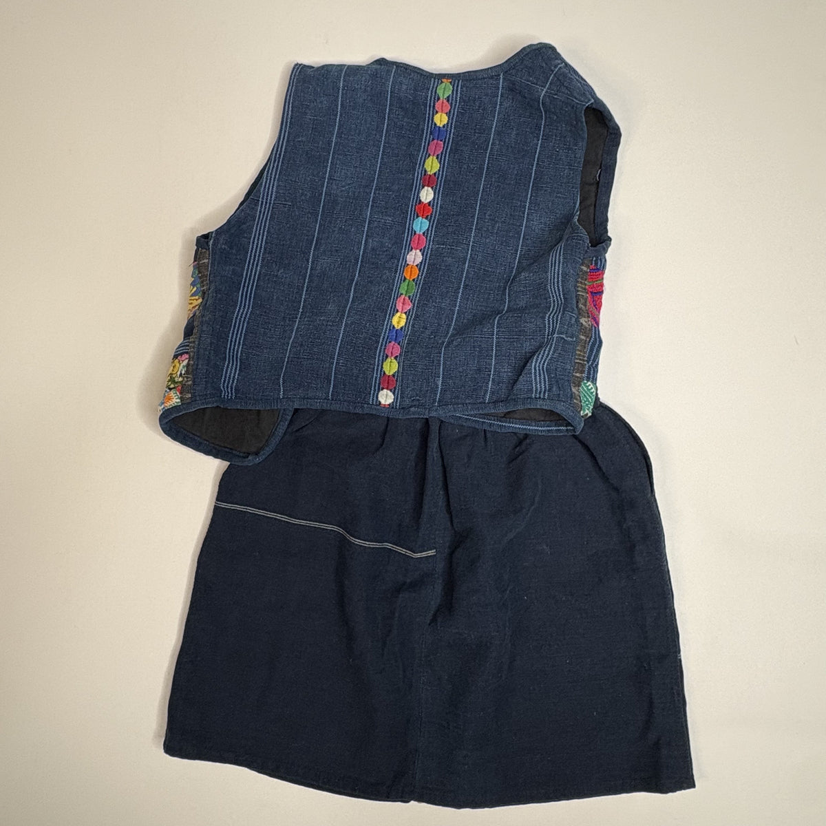 Vintage Kids Guatemalan Hand Woven Vest Skirt Set Cotton