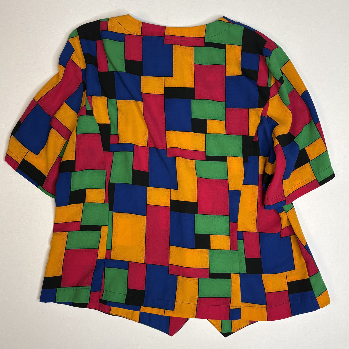 Vintage Kathy Cher Colorblock Mosaic Short Sleeve Size 14