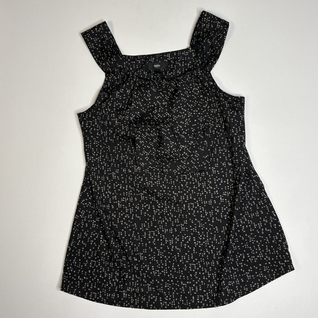Mossimo Black Printed Sleeveless Tie-Neck Tank Top Size S