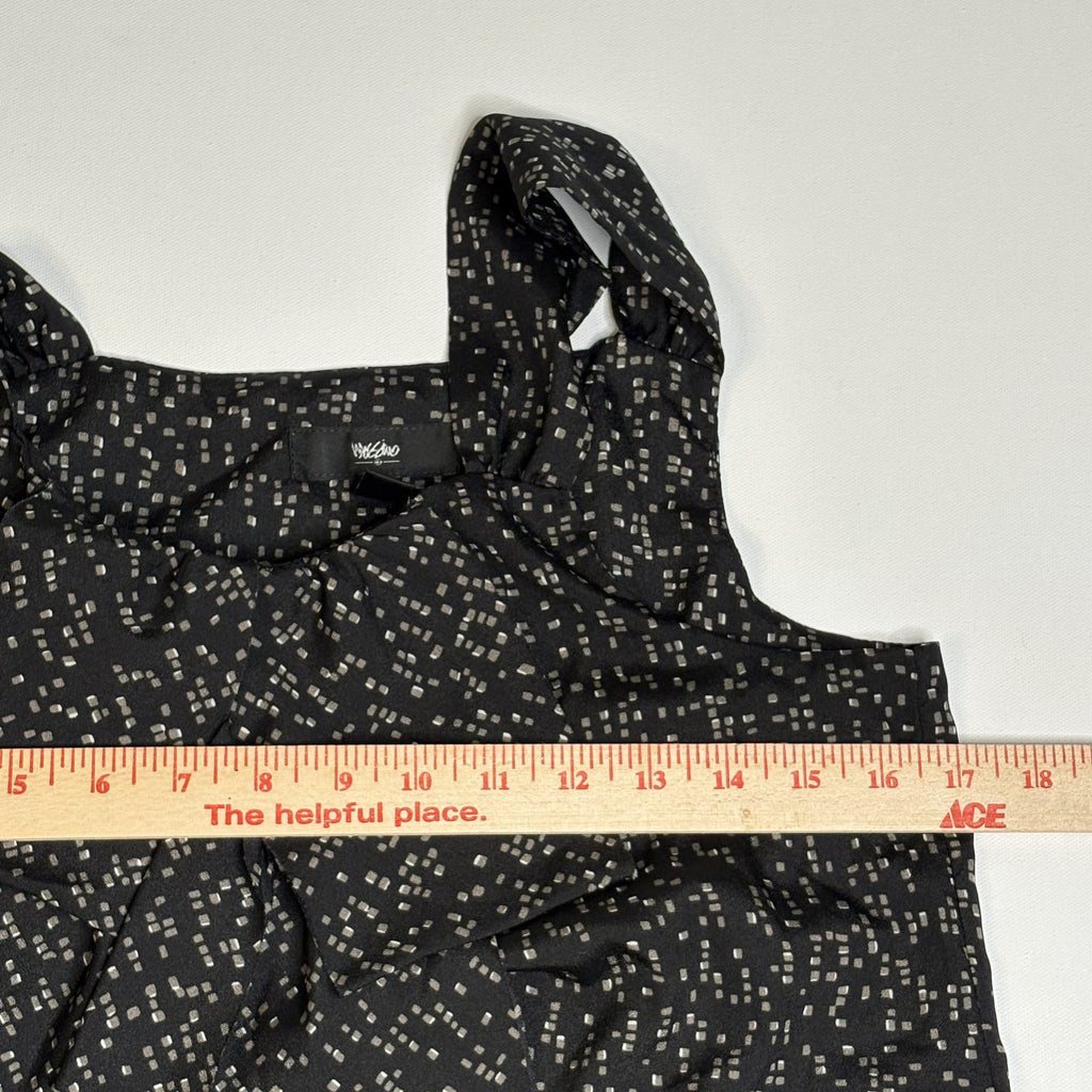 Mossimo Black Printed Sleeveless Tie-Neck Tank Top Size S