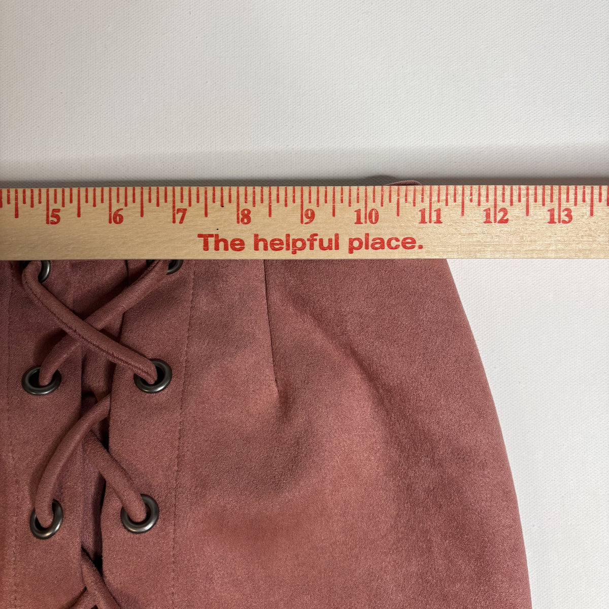 Windsor Lace Up Faux Suede Mini Skirt Brown Size Small S
