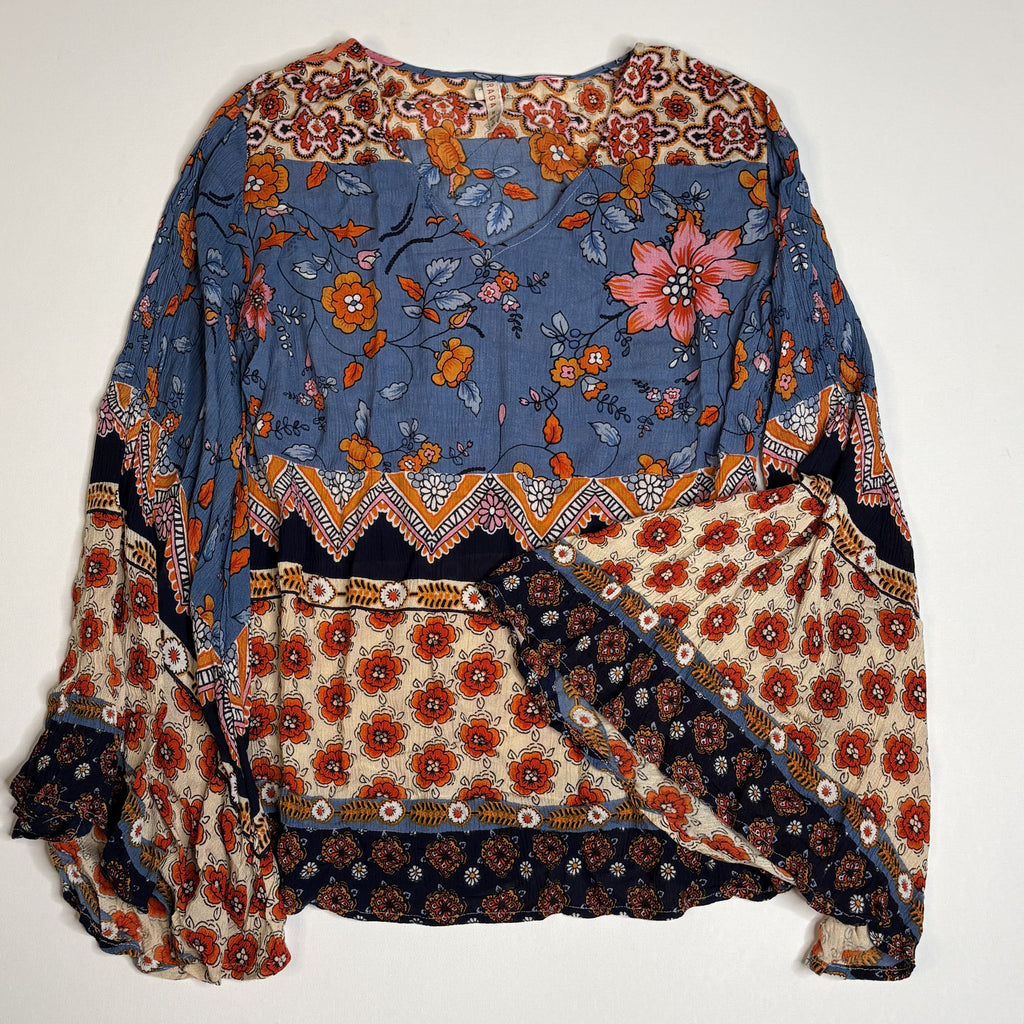 RAGA Floral Boho Mixed Print Blouse Top Size M Medium