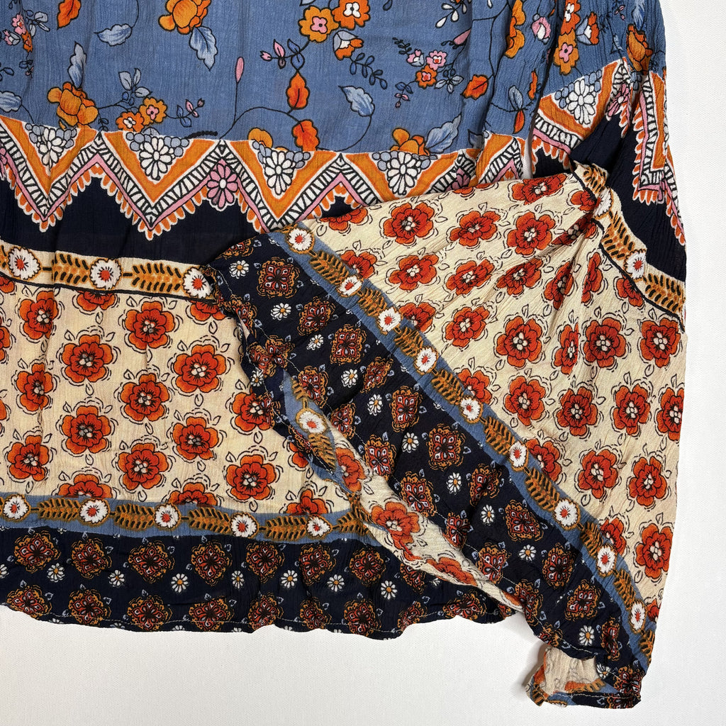 RAGA Floral Boho Mixed Print Blouse Top Size M Medium