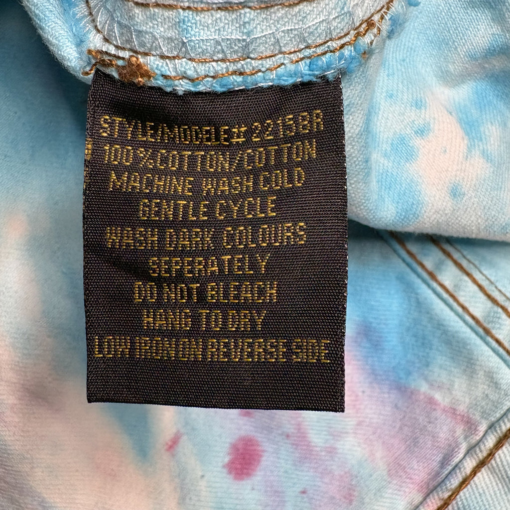 Vintage TAXI Tie Dye Denim Trucker Jacket Pink Blue S