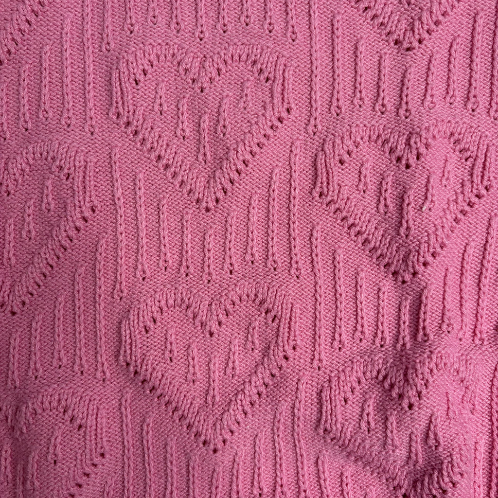 Lucky Brand Pink Heart Cable Knit Crewneck Sweater S