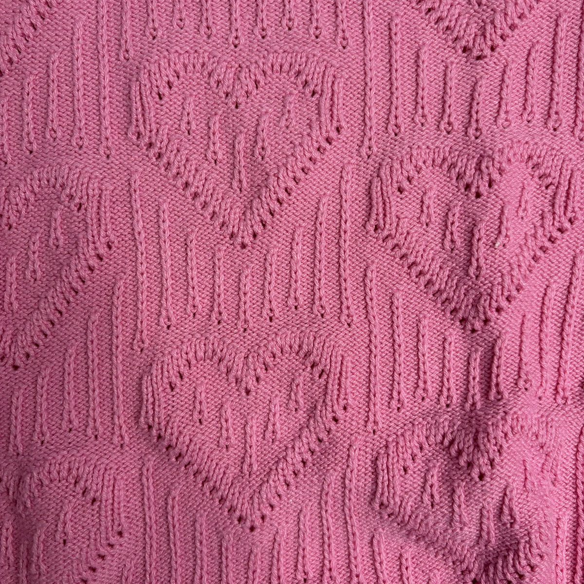 Lucky Brand Pink Heart Cable Knit Crewneck Sweater S