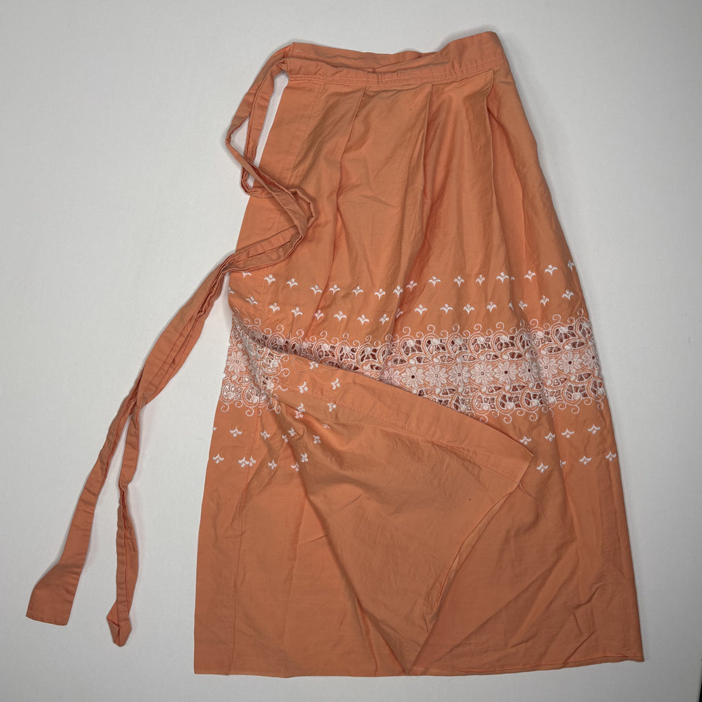 Vintage Terracotta Lace Trim Tiered Prairie Apron