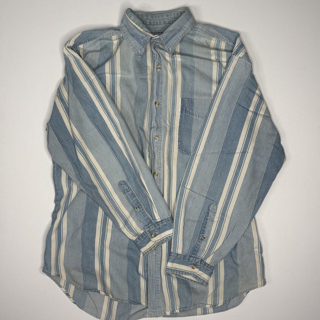 Vintage Colosseum Blues Striped Button Down Shirt Men