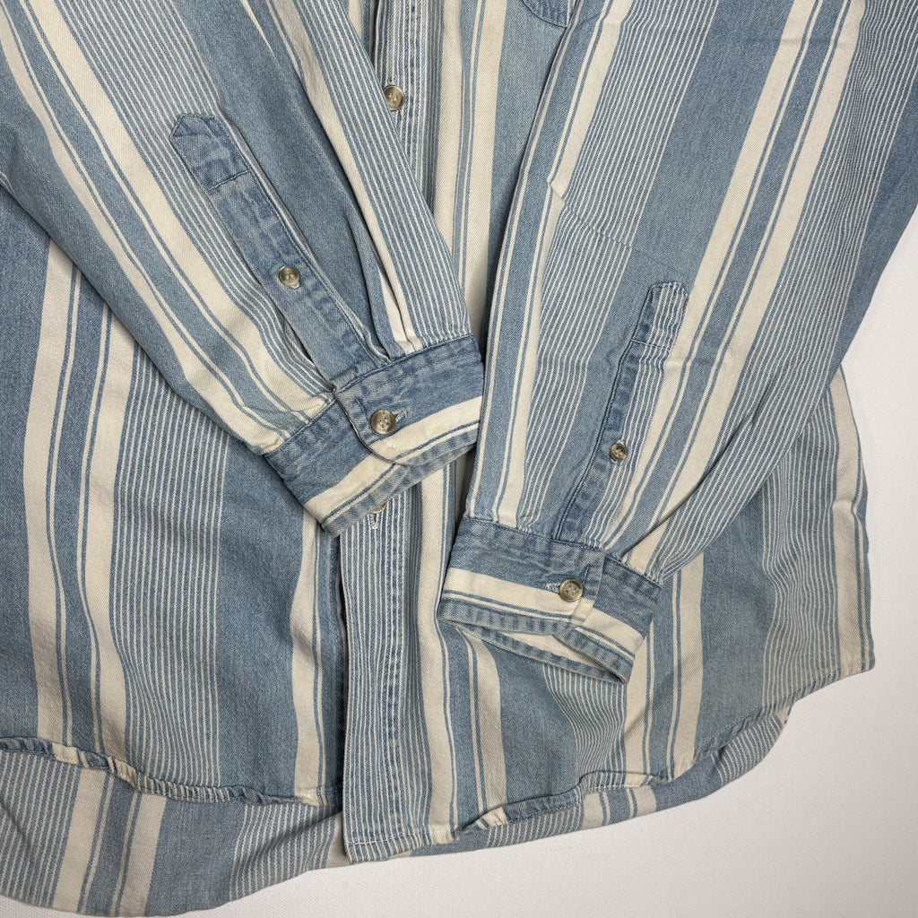 Vintage Colosseum Blues Striped Button Down Shirt Men