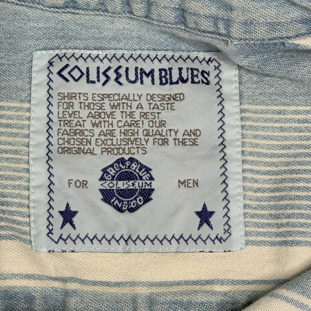 Vintage Colosseum Blues Striped Button Down Shirt Men