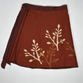 Vintage Floral Embroidered Linen Blend Wrap Mini Skirt