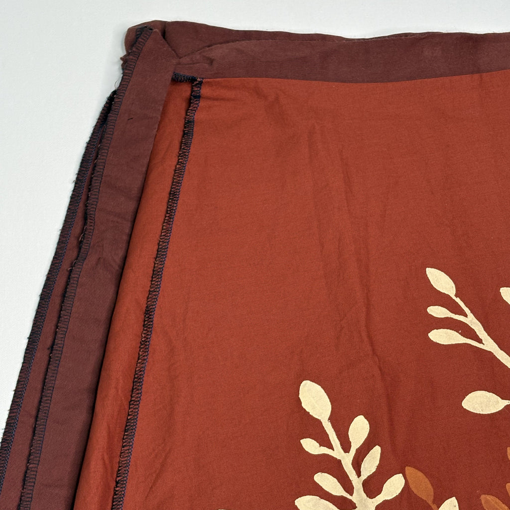 Vintage Floral Embroidered Linen Blend Wrap Mini Skirt