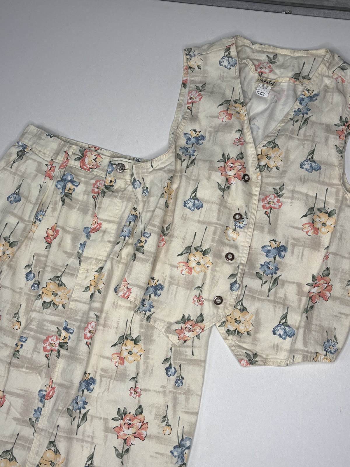 Vintage Vivaldi Floral 2 Piece Midi Skirt Set Size Large