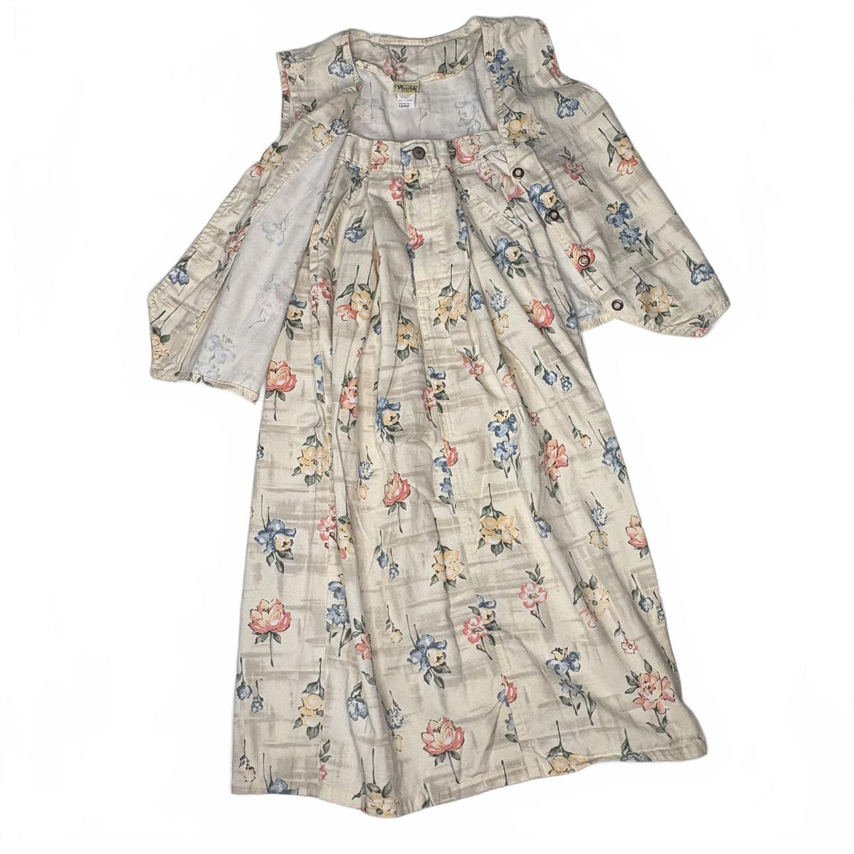 Vintage Vivaldi Floral 2 Piece Midi Skirt Set Size Large