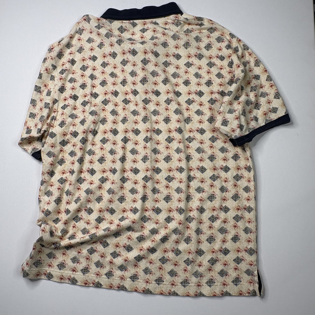 Vintage 90s Geometric Diamond Knit Polo Shirt X