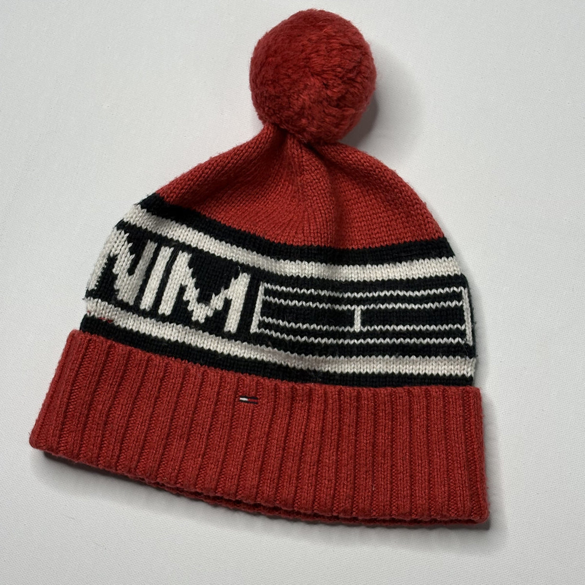 Vintage Tommy Hilfiger Knit Beanie Pom Pom Hat Red