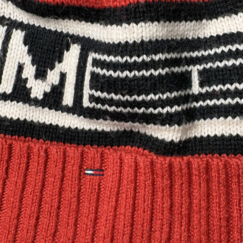 Vintage Tommy Hilfiger Knit Beanie Pom Pom Hat Red