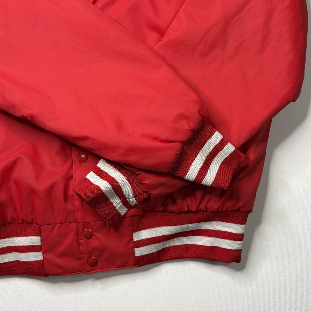 Vintage Sportsmaster Red Hooded Jacket Striped Trim