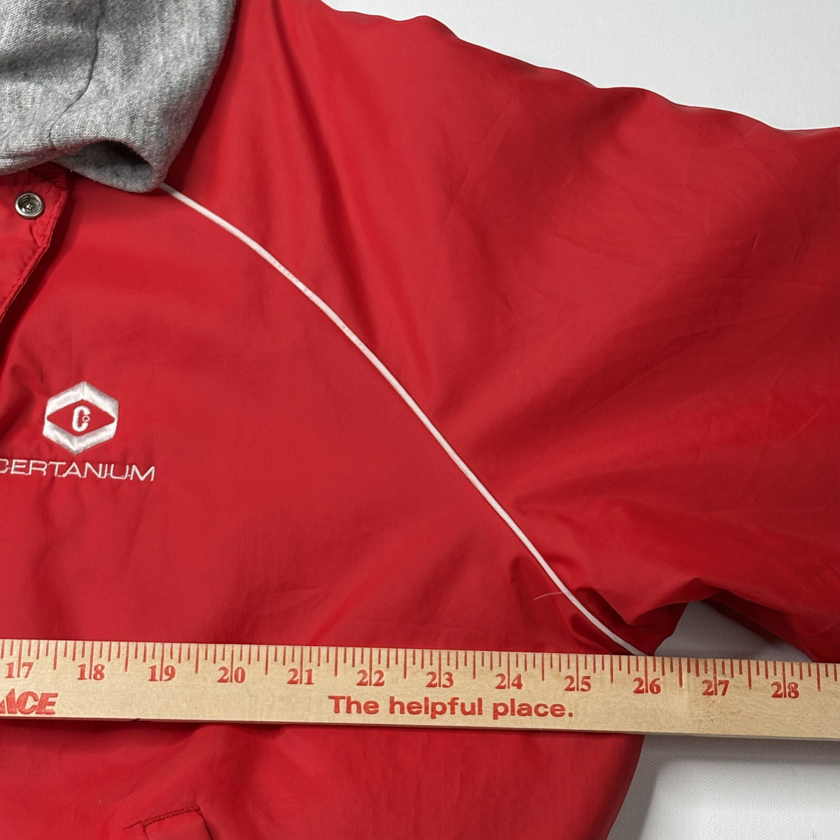 Vintage Sportsmaster Red Hooded Jacket Striped Trim