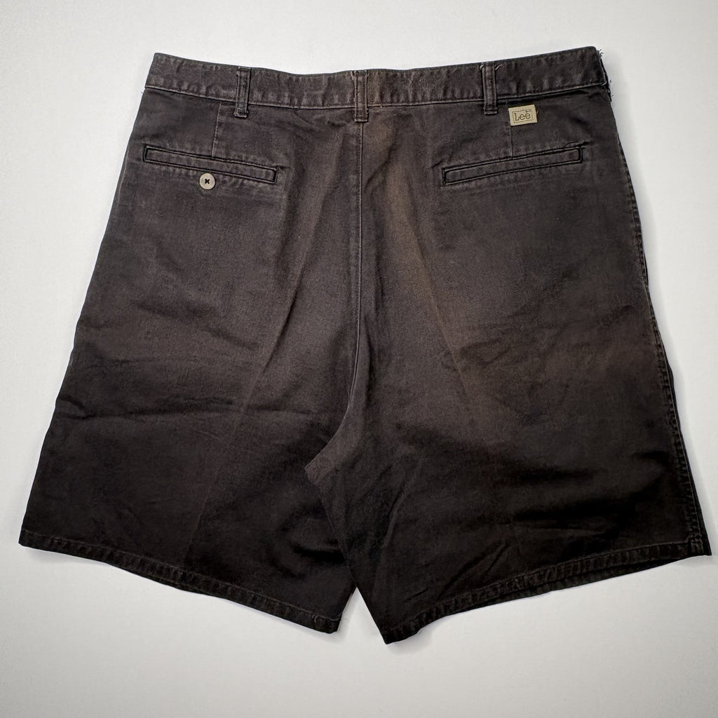 Vintage Lee Wrinkle Resistant Black Pleated Shorts W36