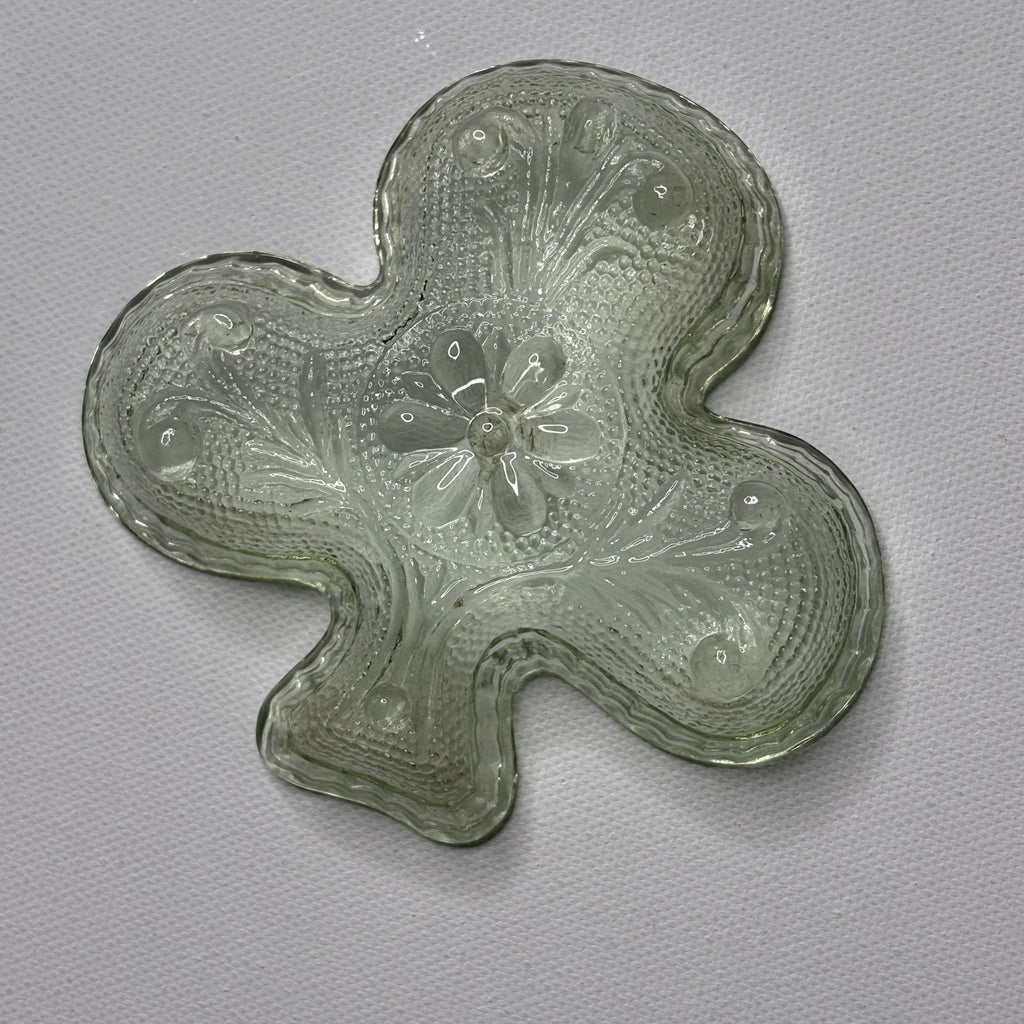 Vintage Green Shamrock Depression Glass Ashtray Dish
