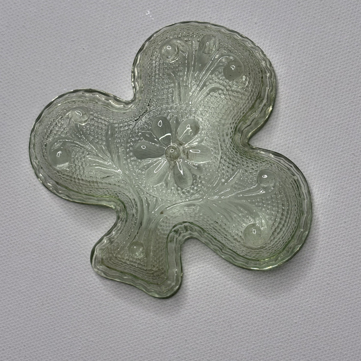 Vintage Green Shamrock Depression Glass Ashtray Dish
