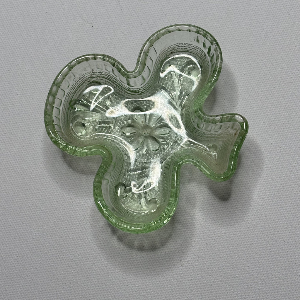Vintage Green Shamrock Depression Glass Ashtray Dish