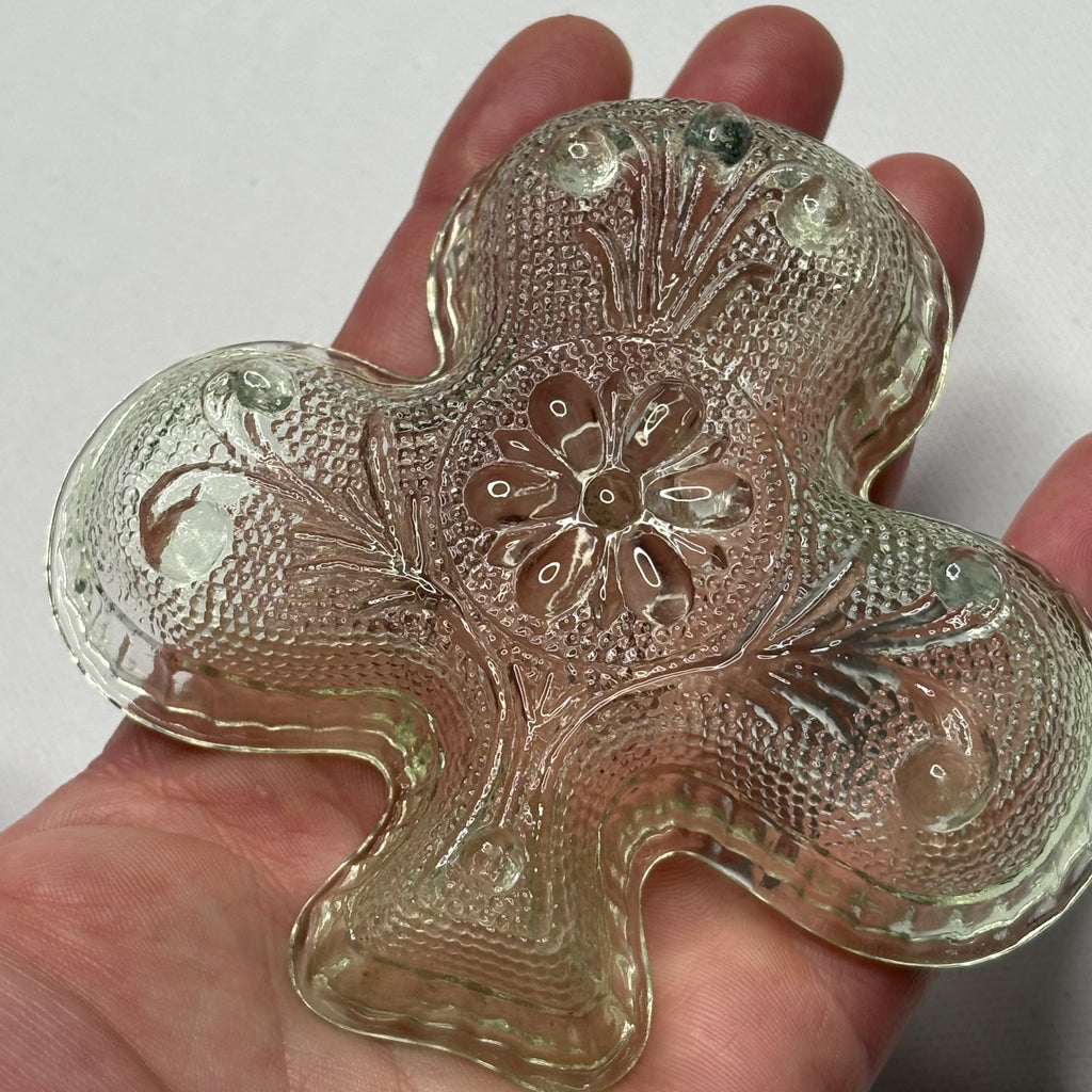Vintage Green Shamrock Depression Glass Ashtray Dish