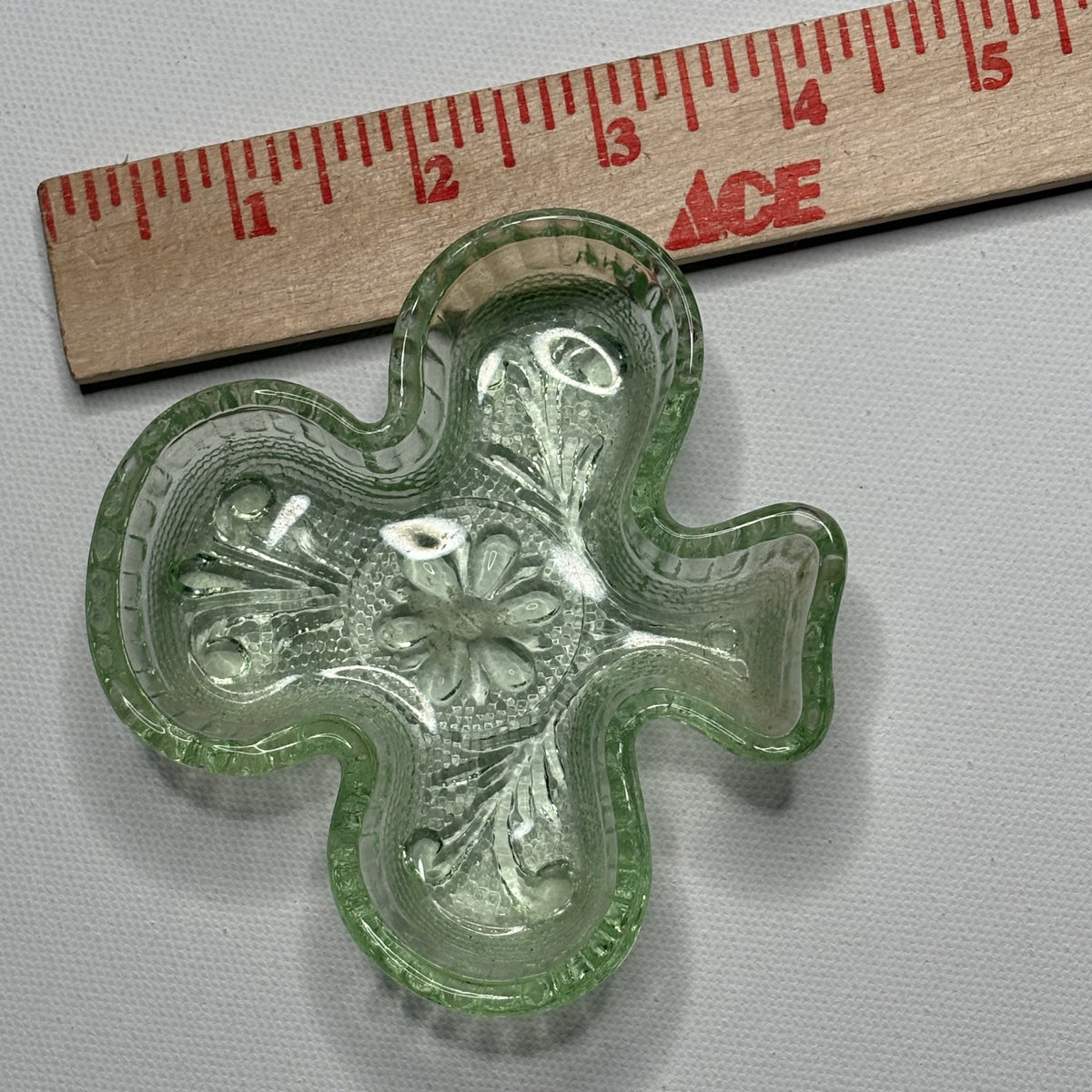 Vintage Green Shamrock Depression Glass Ashtray Dish
