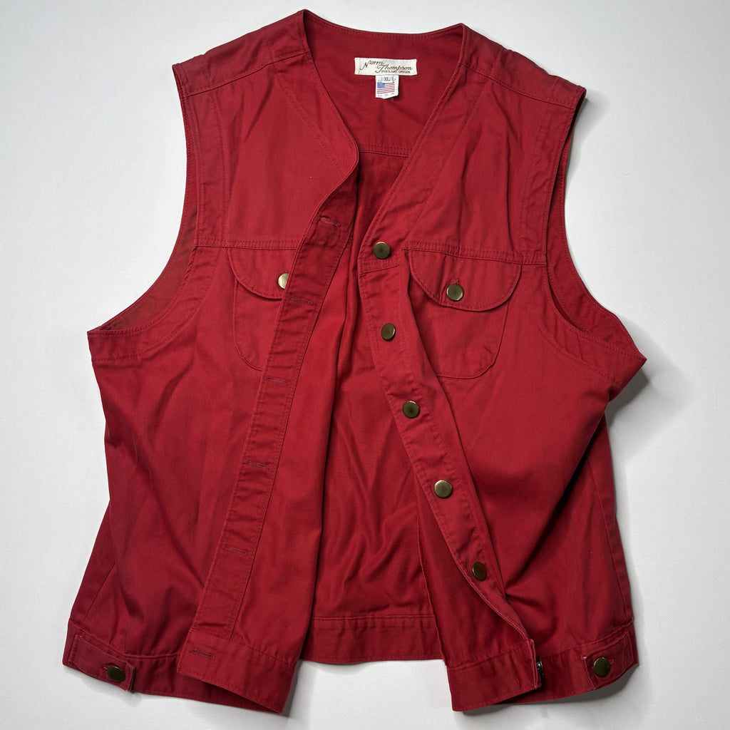 Vintage Norm Thompson Red Canvas Hunting Vest XL
