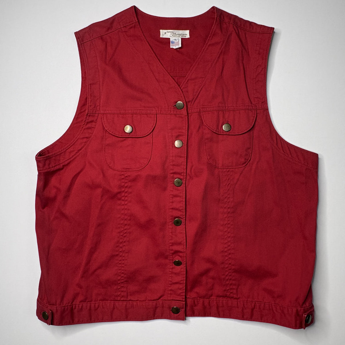 Vintage Norm Thompson Red Canvas Hunting Vest XL