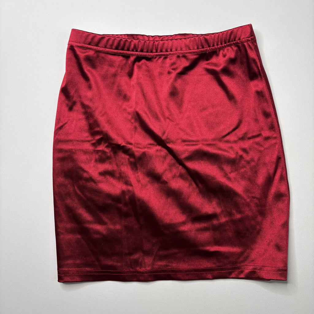 SHEIN Red Satin Grommet Split Mini Skirt Small