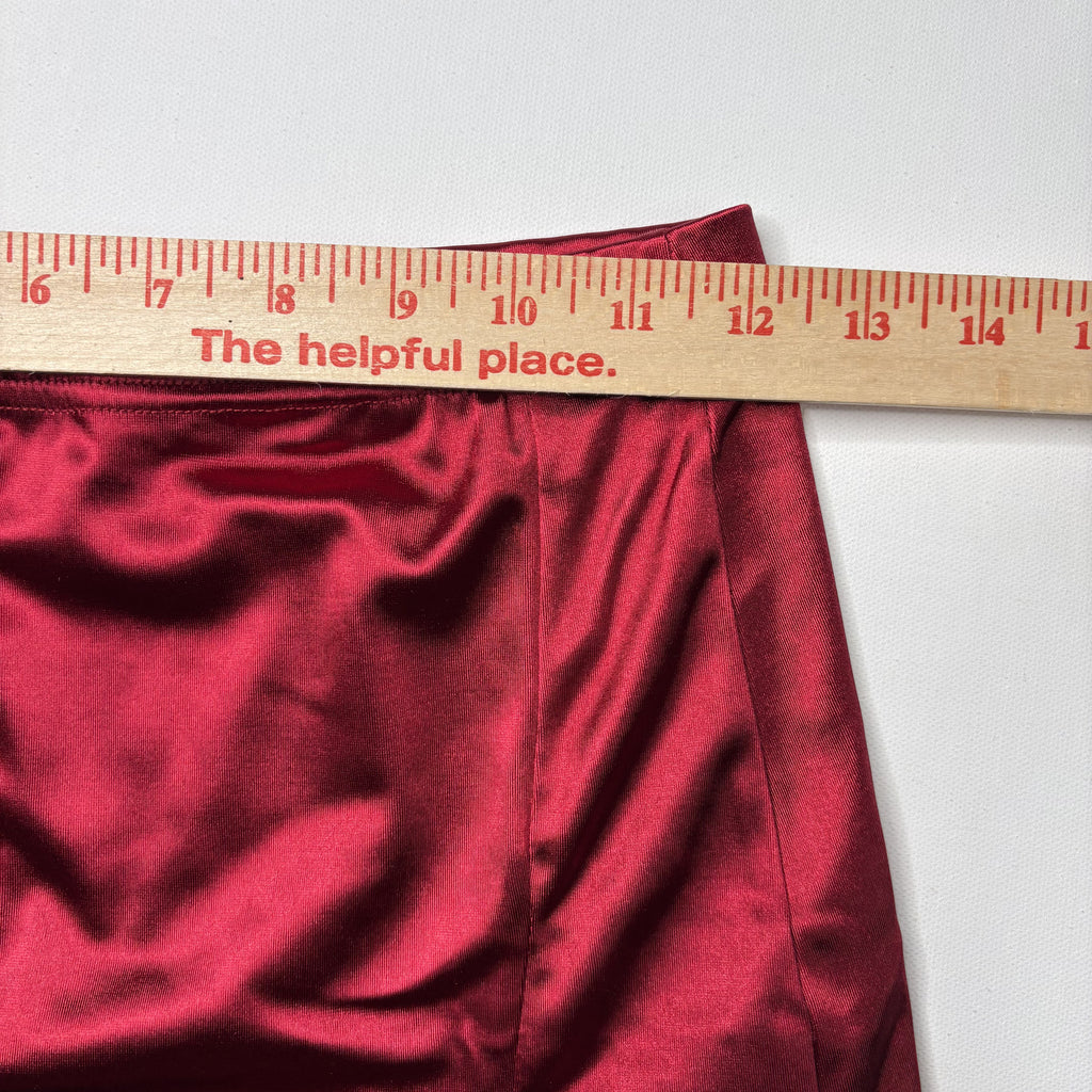 SHEIN Red Satin Grommet Split Mini Skirt Small