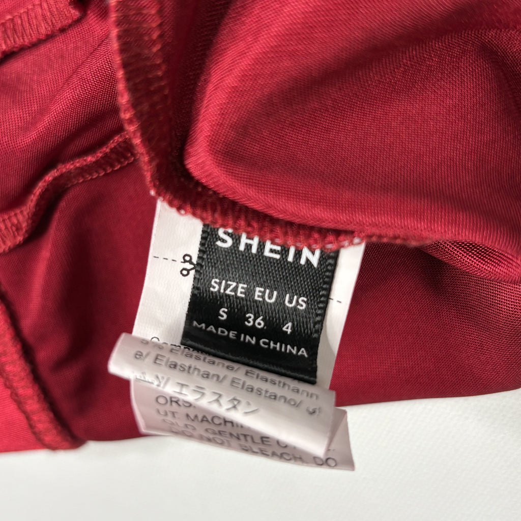 SHEIN Red Satin Grommet Split Mini Skirt Small