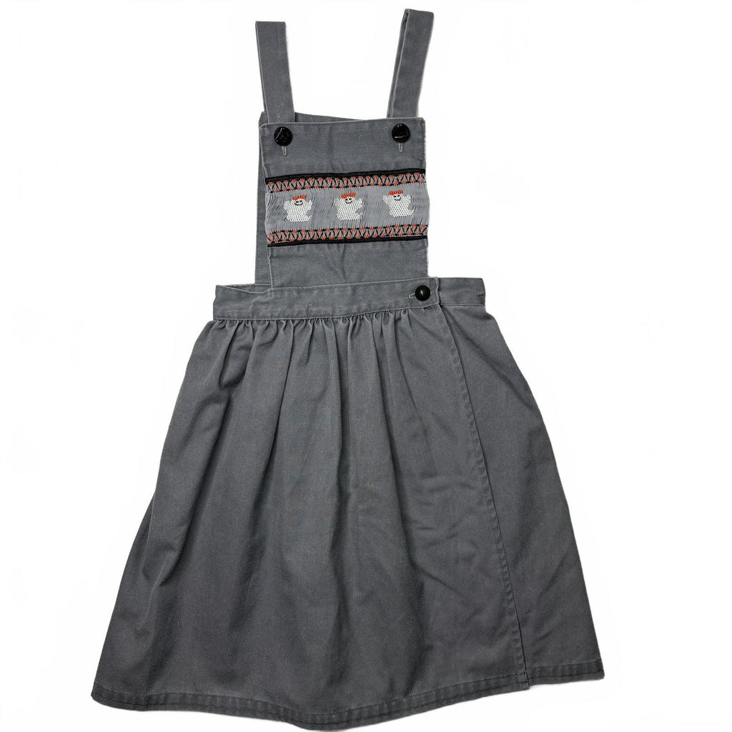 Vintage Smocked Ghost Embroidered Kids Halloween Pinafore